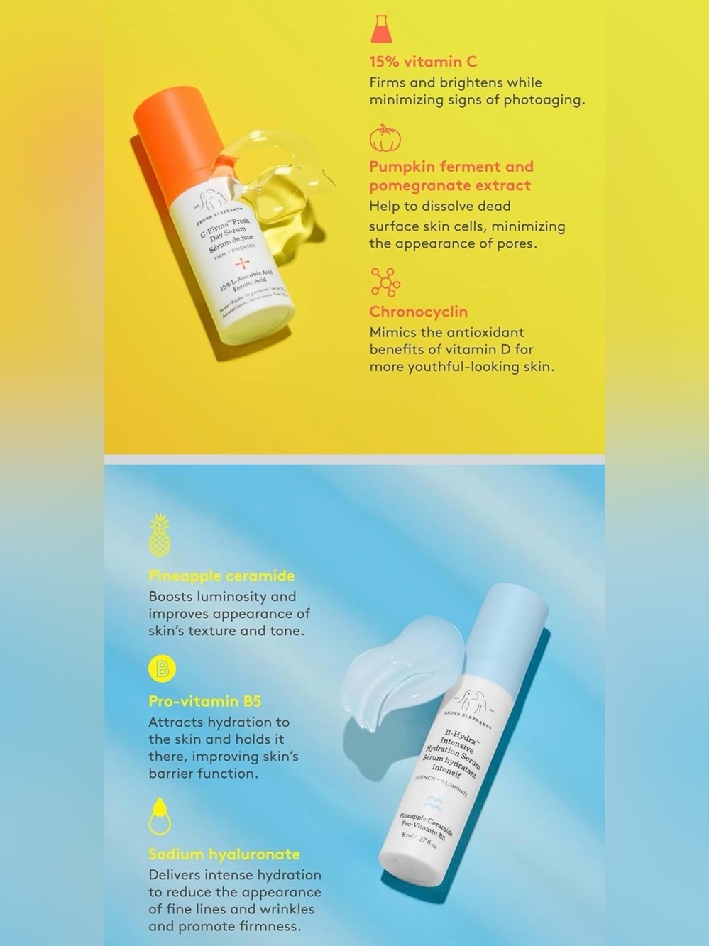 Drunk Elephant Hydra & Bright Serum Duo set+ Chibi Jelly Lip Stain & Cheek Tint - Picture 6 of 6